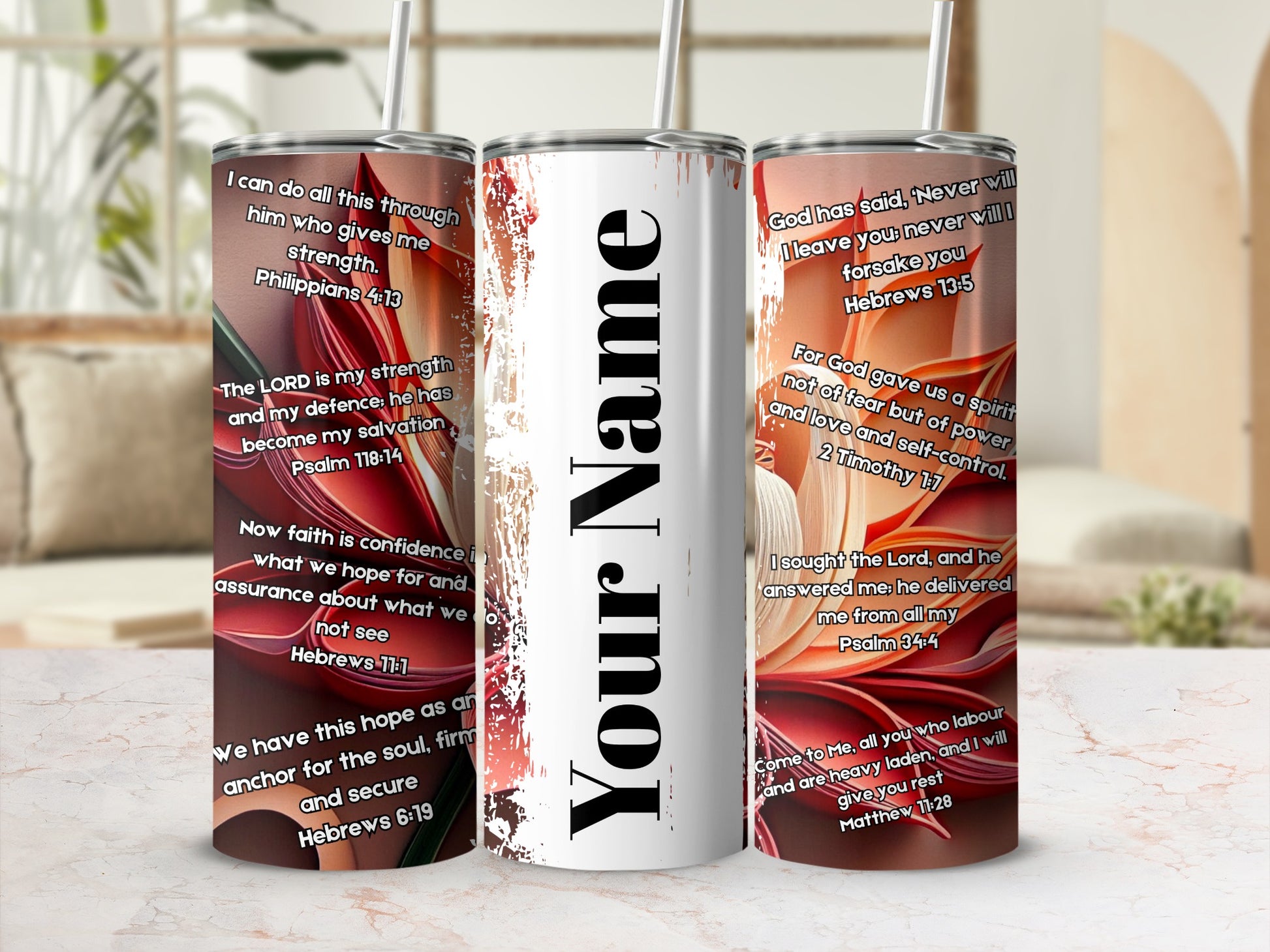 Personalized Tumbler with Inspirational Bible Verses