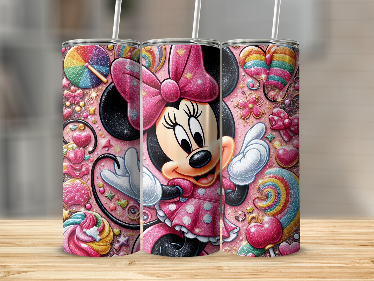 Adorable Minnie Mouse Tumbler with Candy Sweet Designs