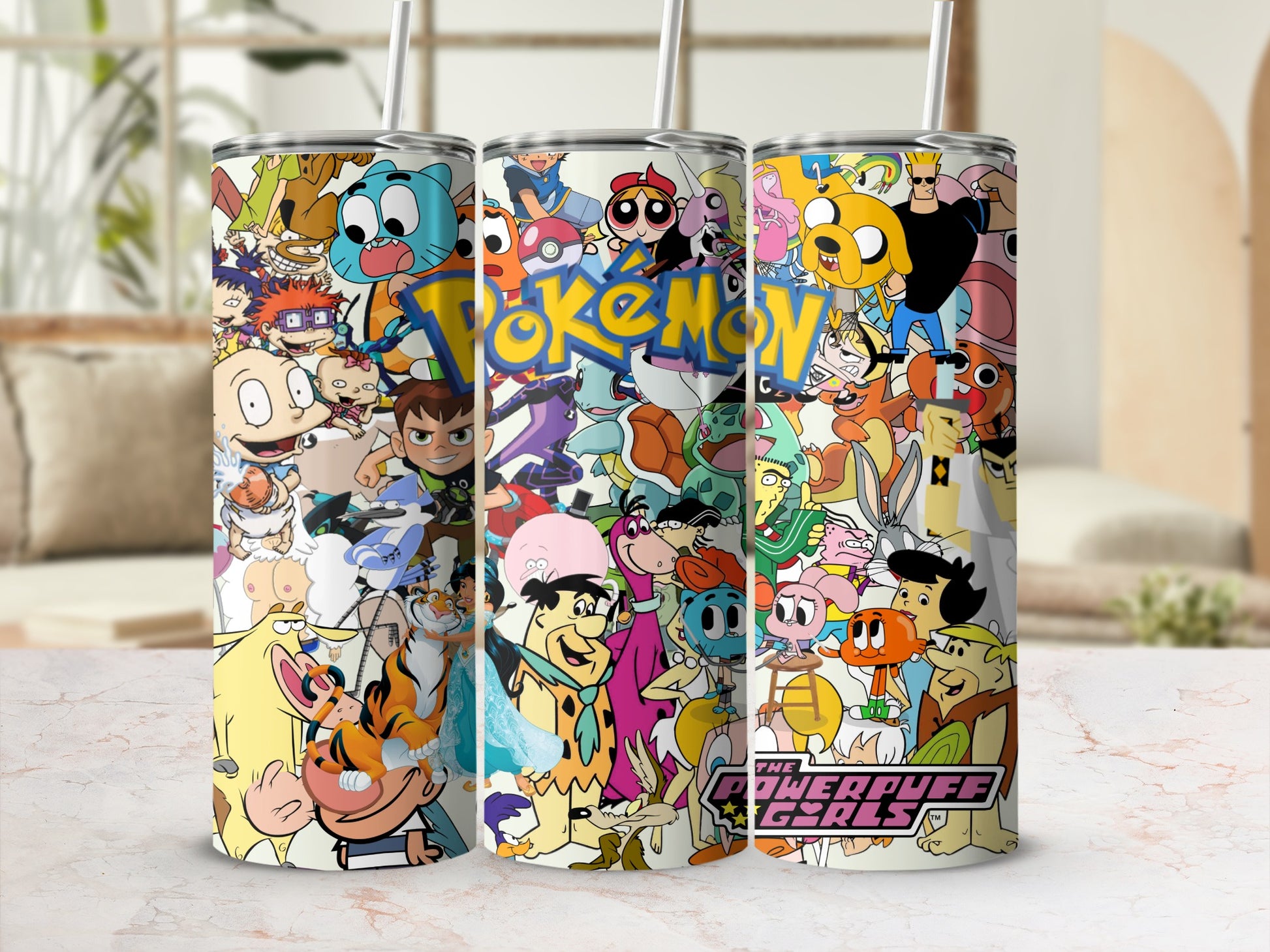 Colorful Cartoon Characters Design Tumbler Set