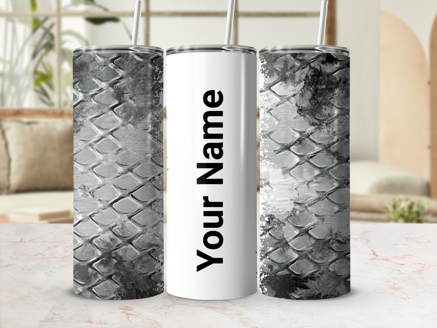 Personalized Snake Scale Print Tumbler with Name
