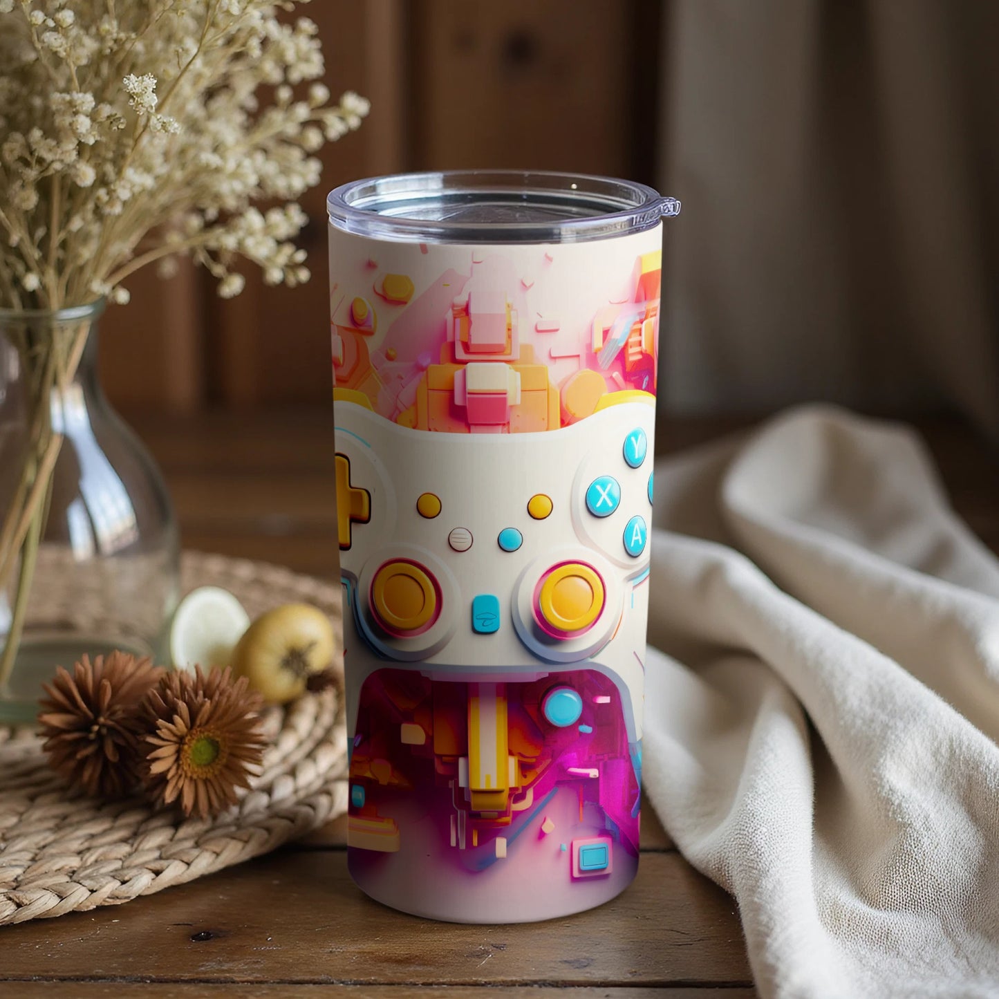 Retro Video Game Controller Artistic Travel Mug