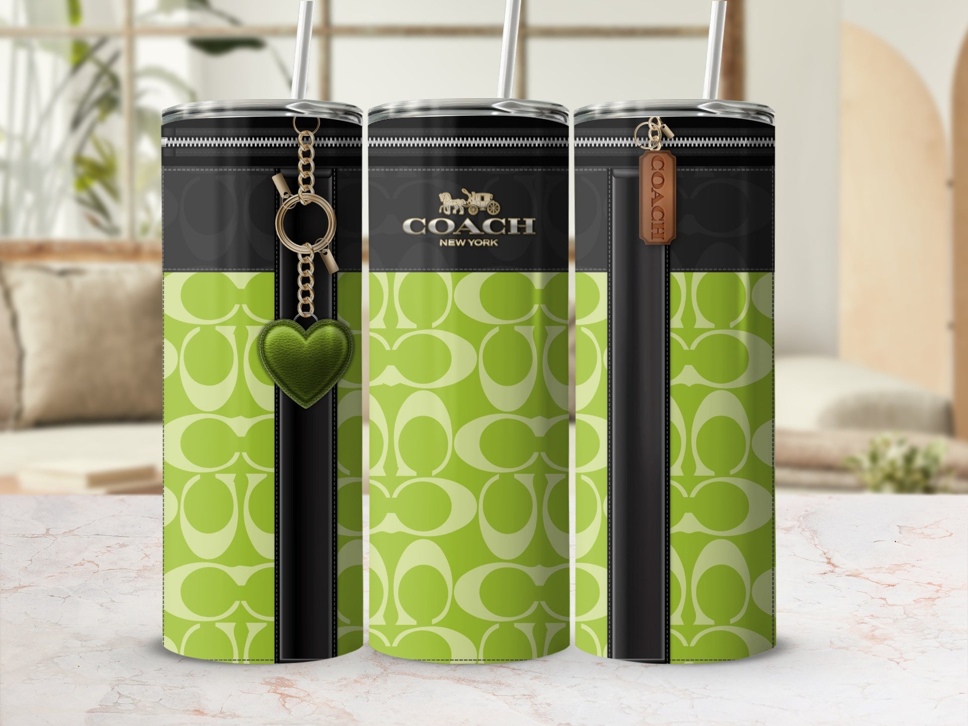 Stylish Green Coach New York Design Tumbler