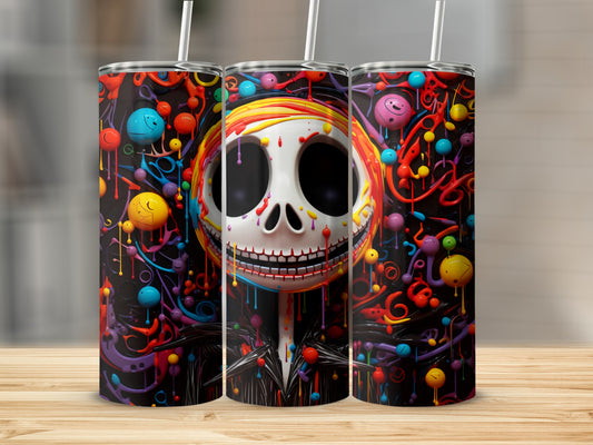 Colorful Skull Art Tumblers with Abstract Design