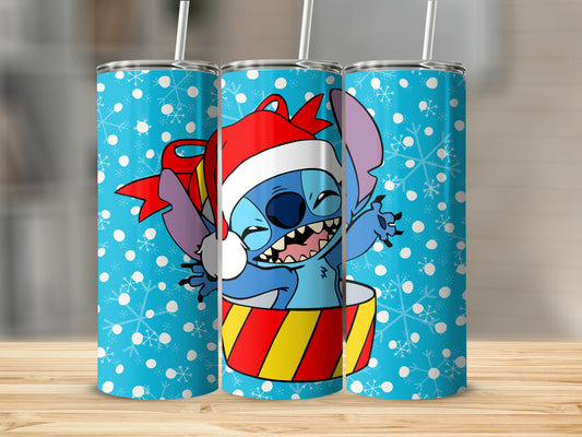 Festive Stitch Character with Santa Hat Tumbler Cup