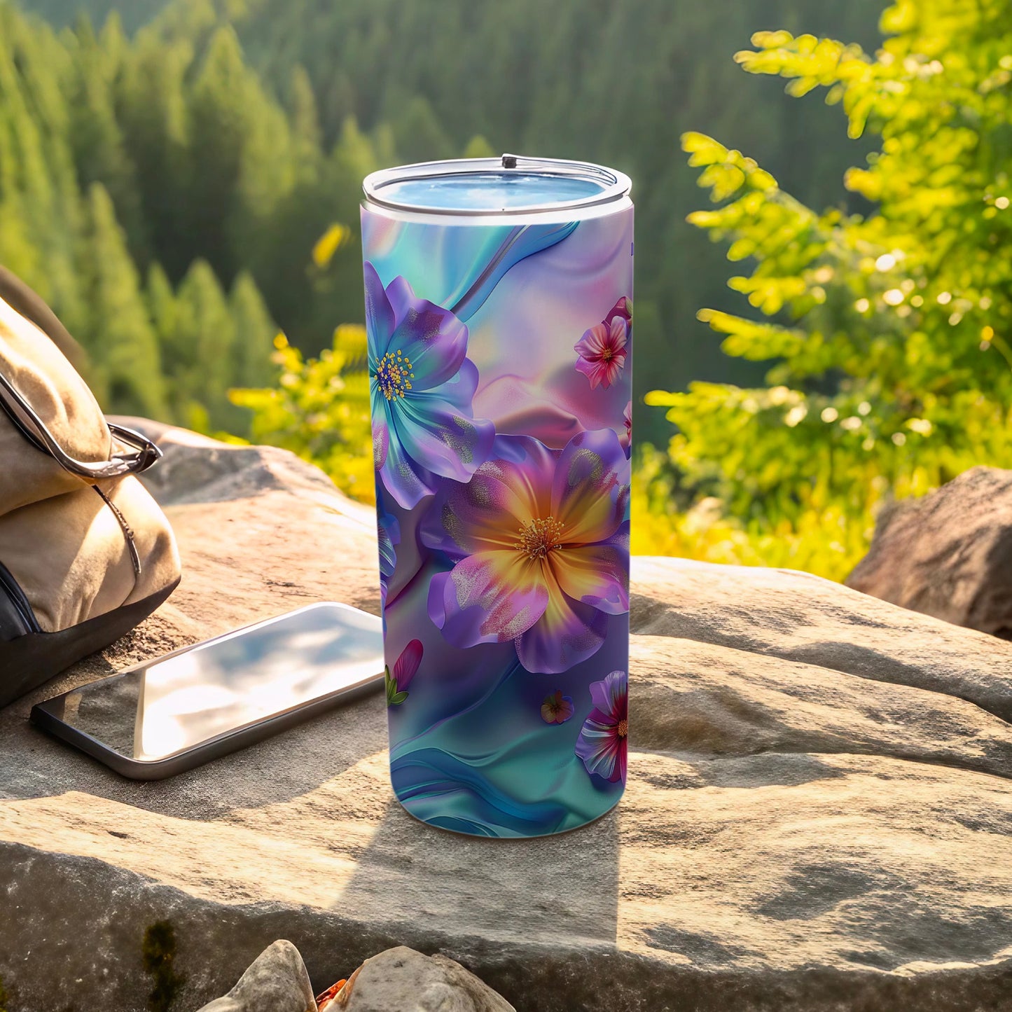 Vibrant Floral Design Tumbler for Outdoor Adventures