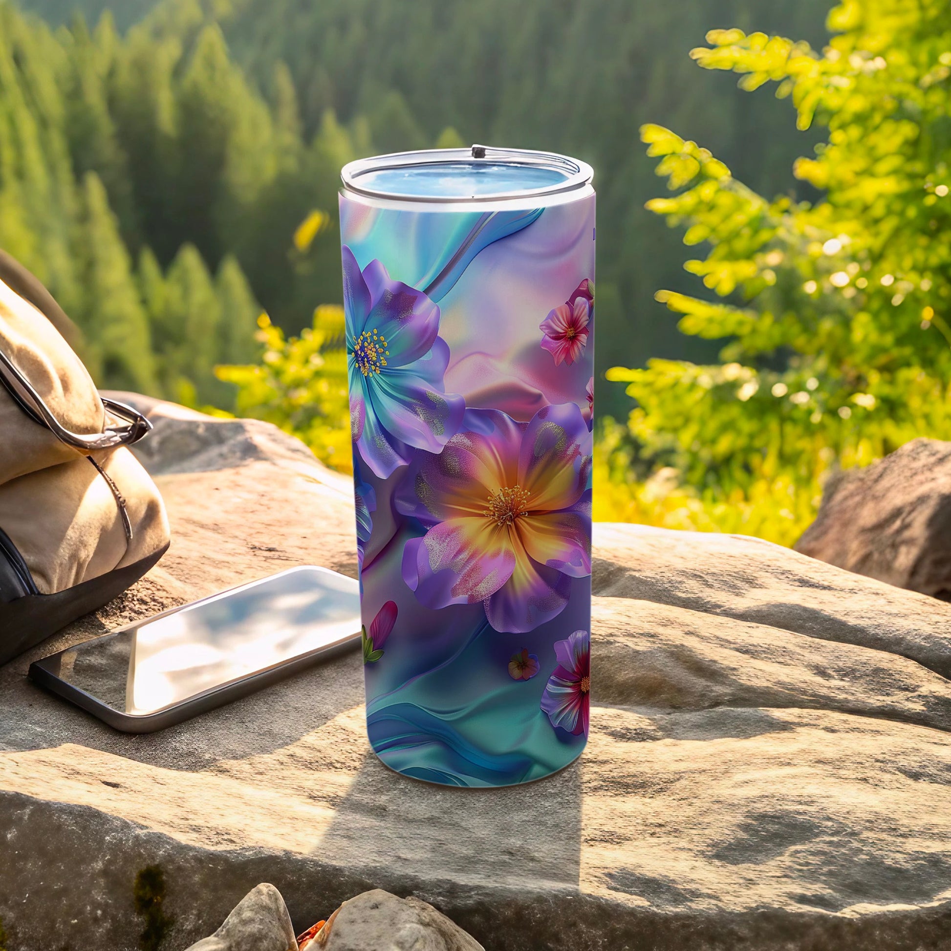 Vibrant Floral Design Tumbler for Outdoor Adventures