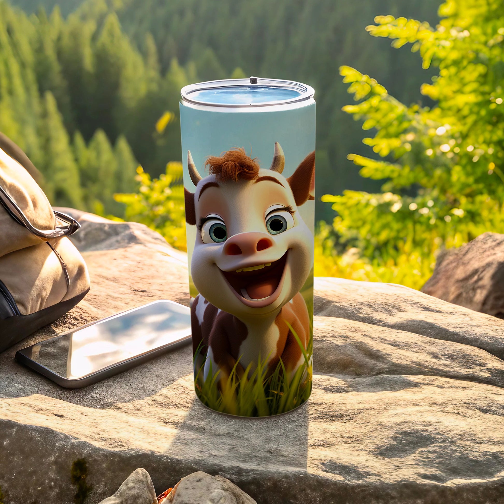 Adorable Cartoon Cow Design Travel Mug for Kids