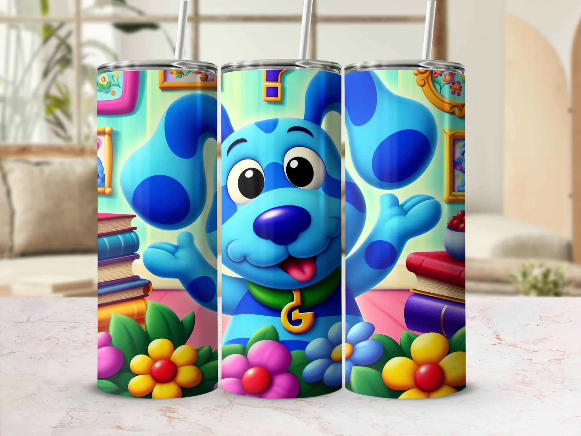 Cute Blue Cartoon Dog Character Design Tumbler