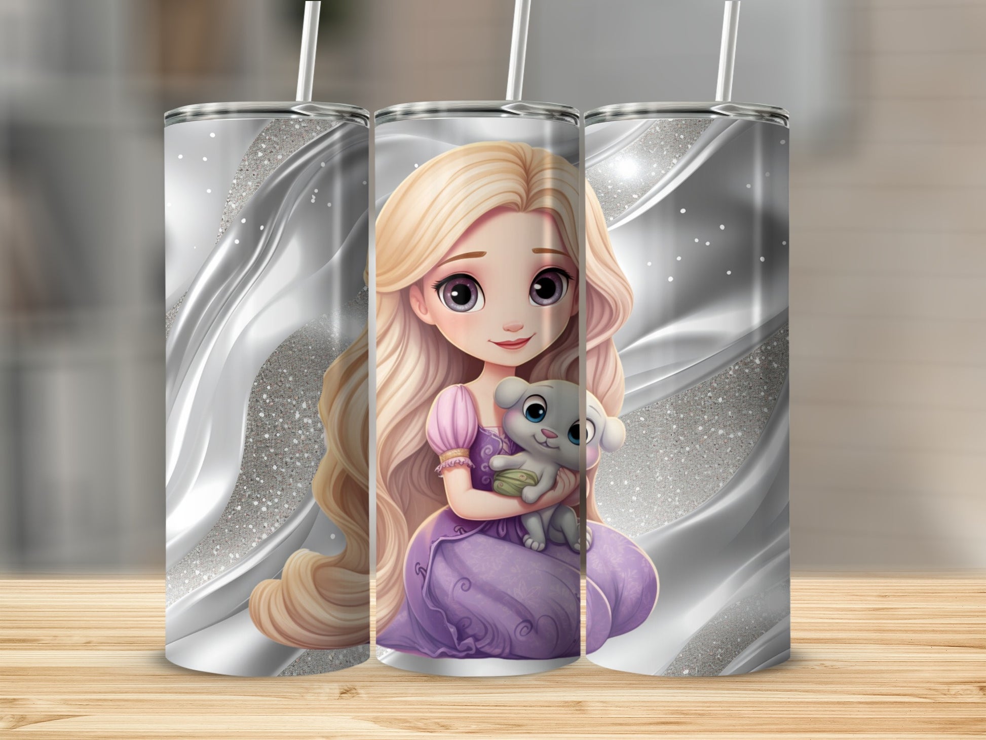 Cute Princess With Puppy Tumbler for Kids and Adults