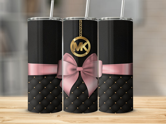 Elegant Black and Pink Tumbler with Gold Accent