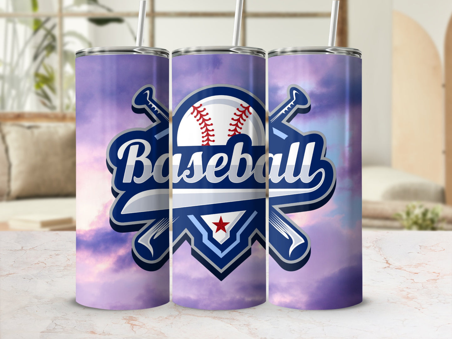 Baseball Design Purple Tumbler for Enthusiasts