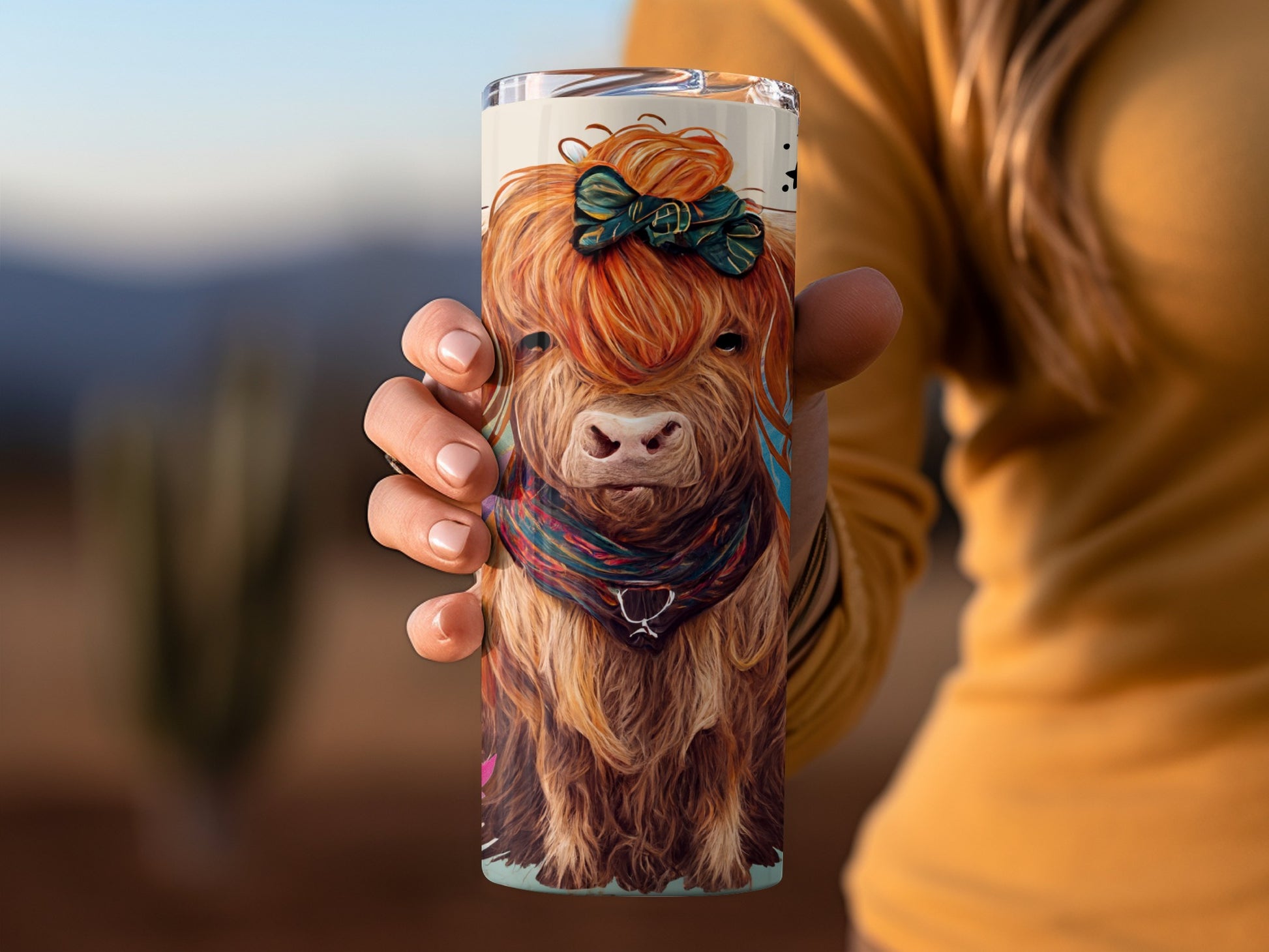 Cute Highland Cow With Bow Insulated Tumbler Cup