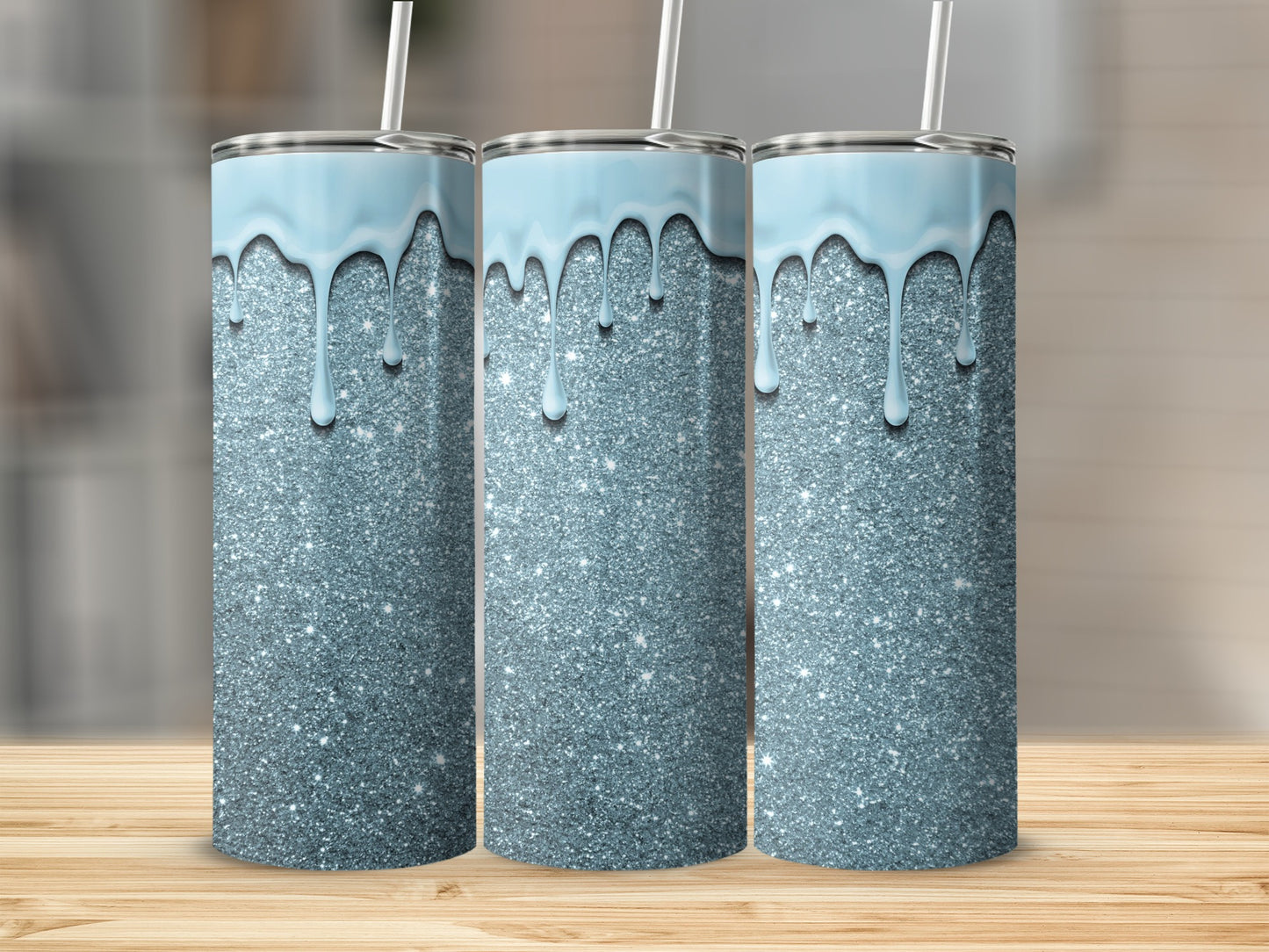 Sparkling Blue Drip Design Insulated Tumbler Product