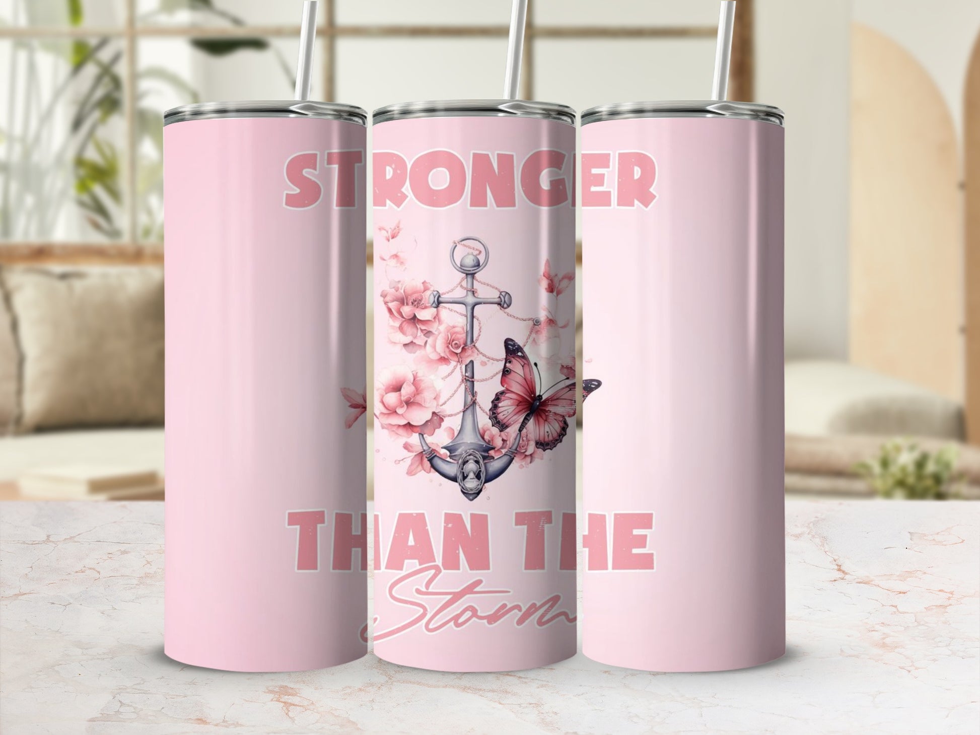 Stronger Than the Storm Pink Tumbler Product
