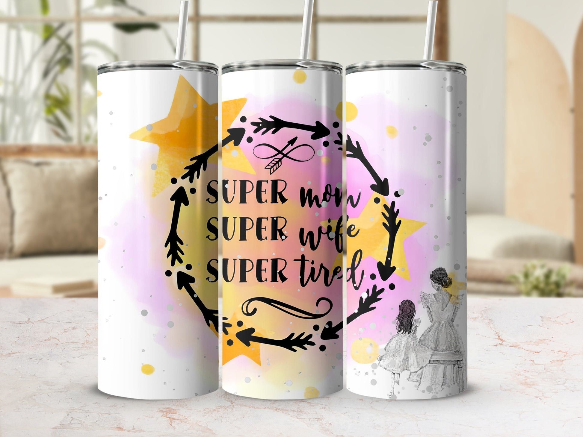 Super Mom Super Wife Super Tired Tumbler Travel Mug