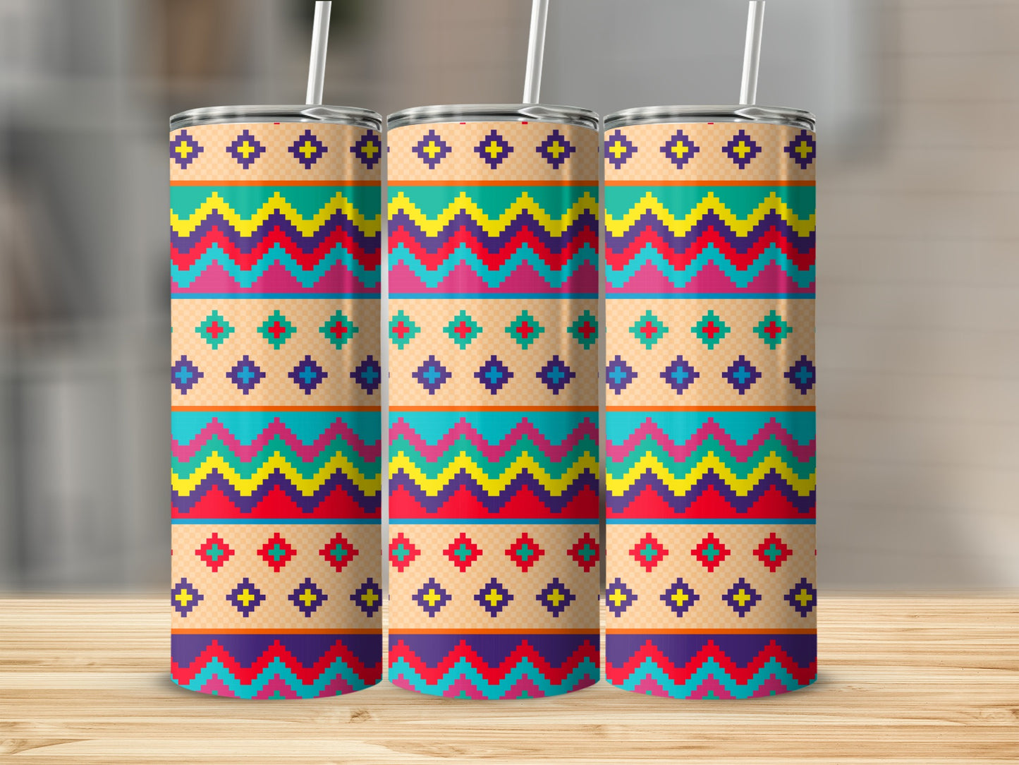 Colorful Geometric Pattern Insulated Tumbler
