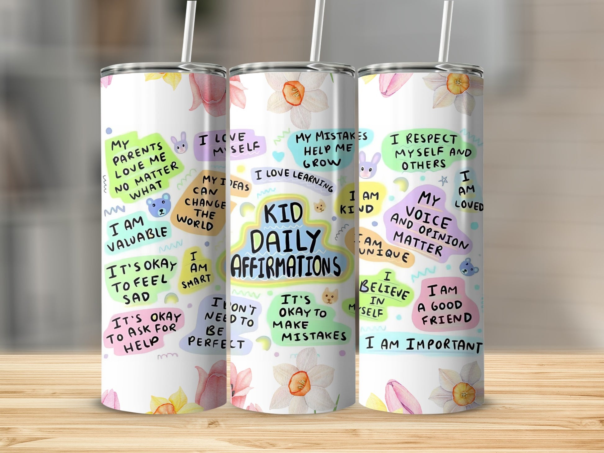 Kid Daily Affirmations Motivational Drink Tumbler