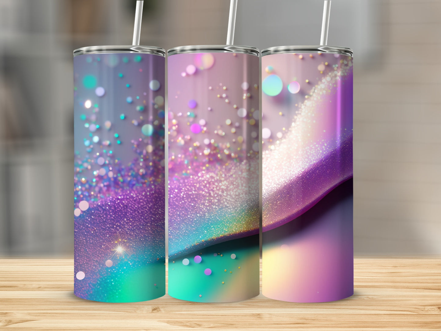 Colorful Glitter Gradient and Sparkles Tumbler