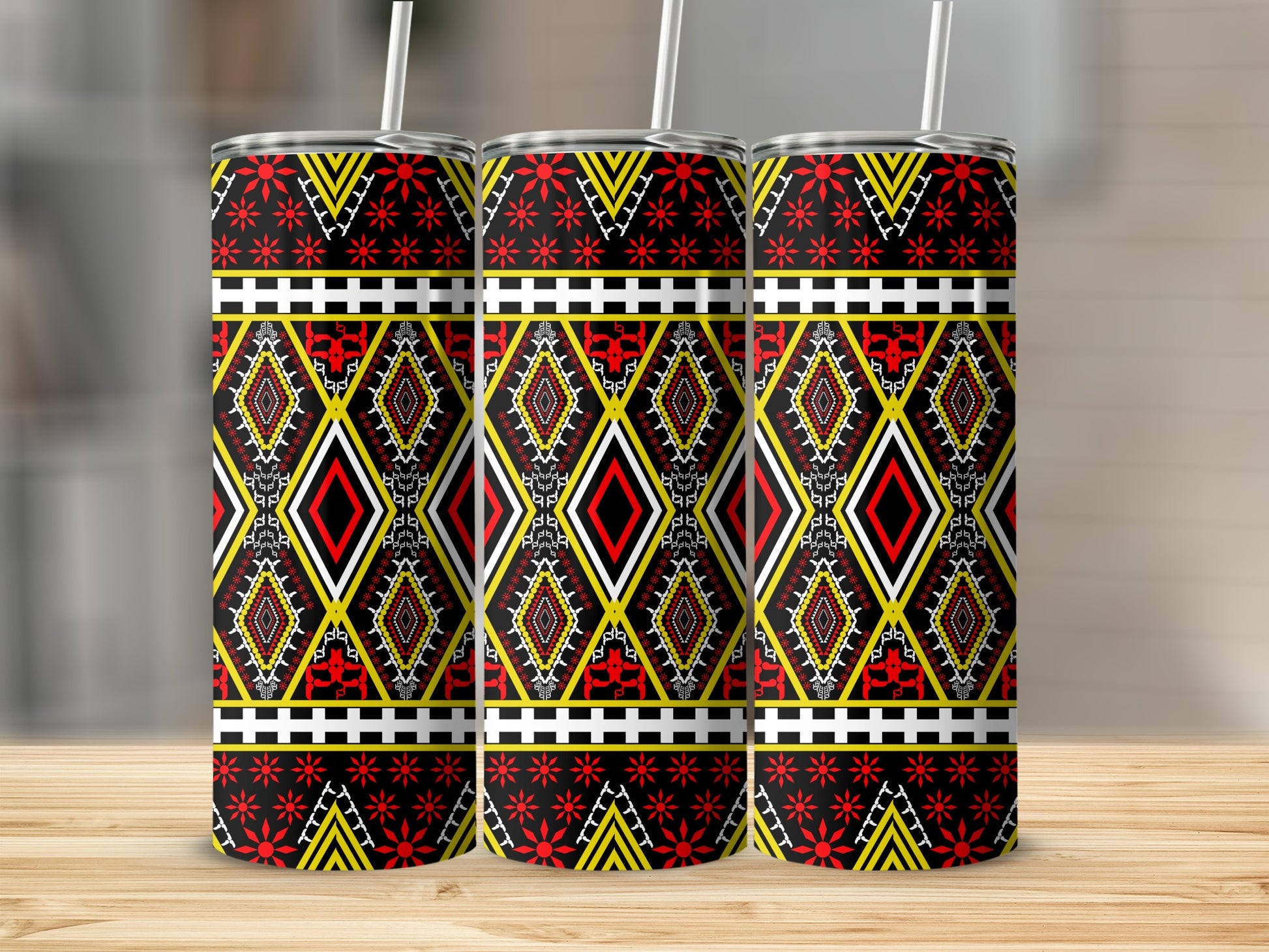 Vibrant Geometric Patterned Insulated Tumbler Product