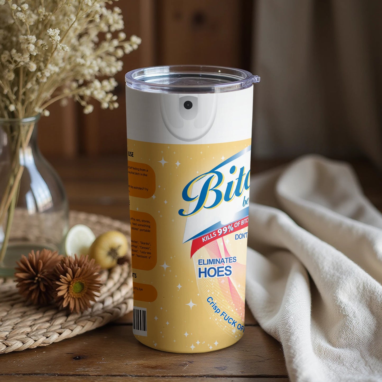 Humorous 'Bitch Be Gone' Travel Tumbler for Daily Use