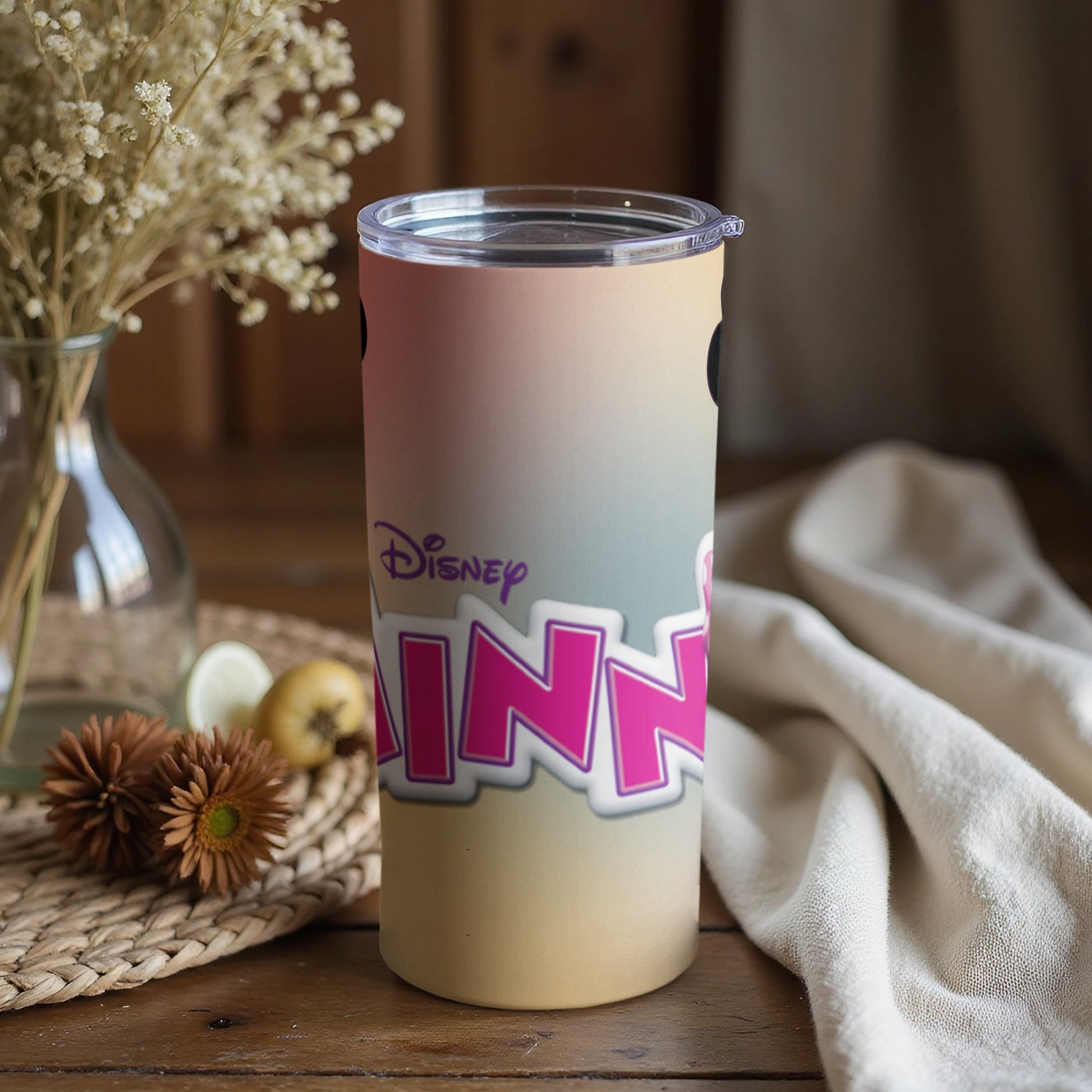 Disney Tumbler with Ann Pink and White Letters