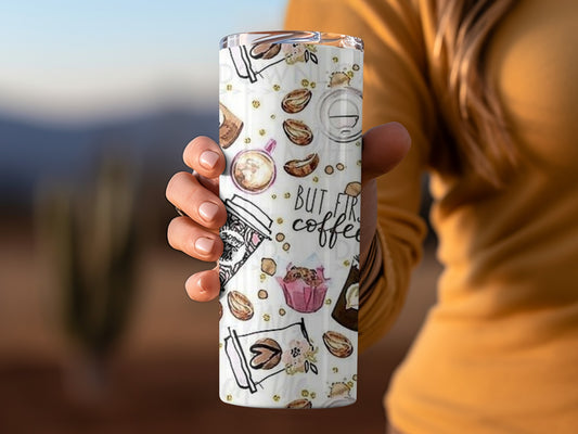 But First Coffee Illustrated Travel Mug Cup