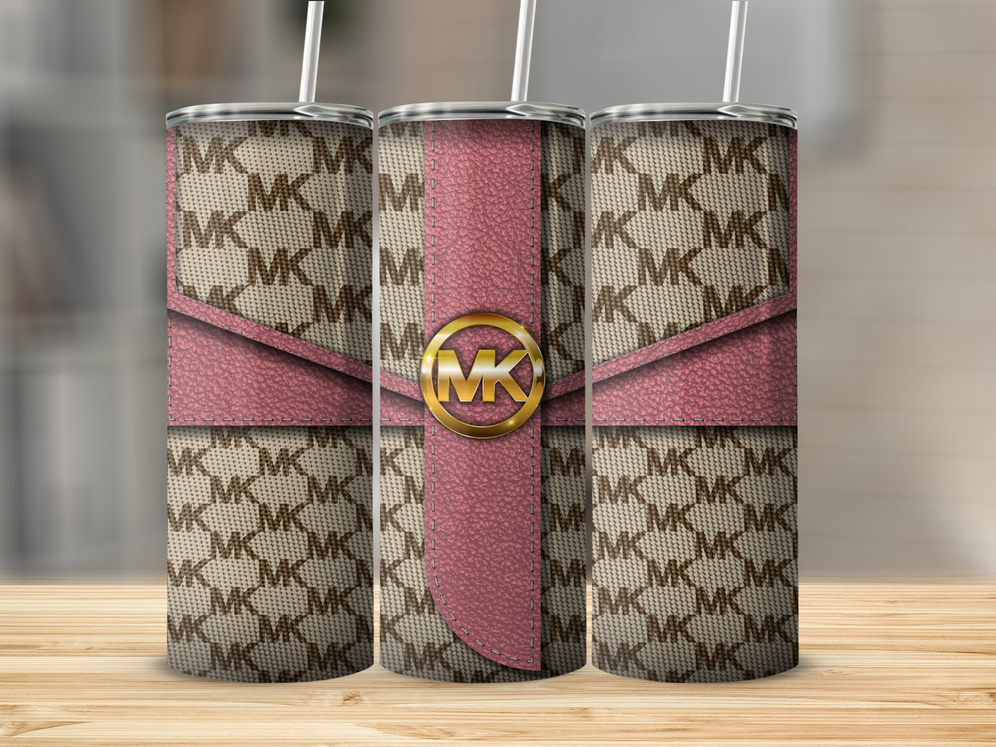 Stylish MK Designer Tumbler with Pink Accent Design