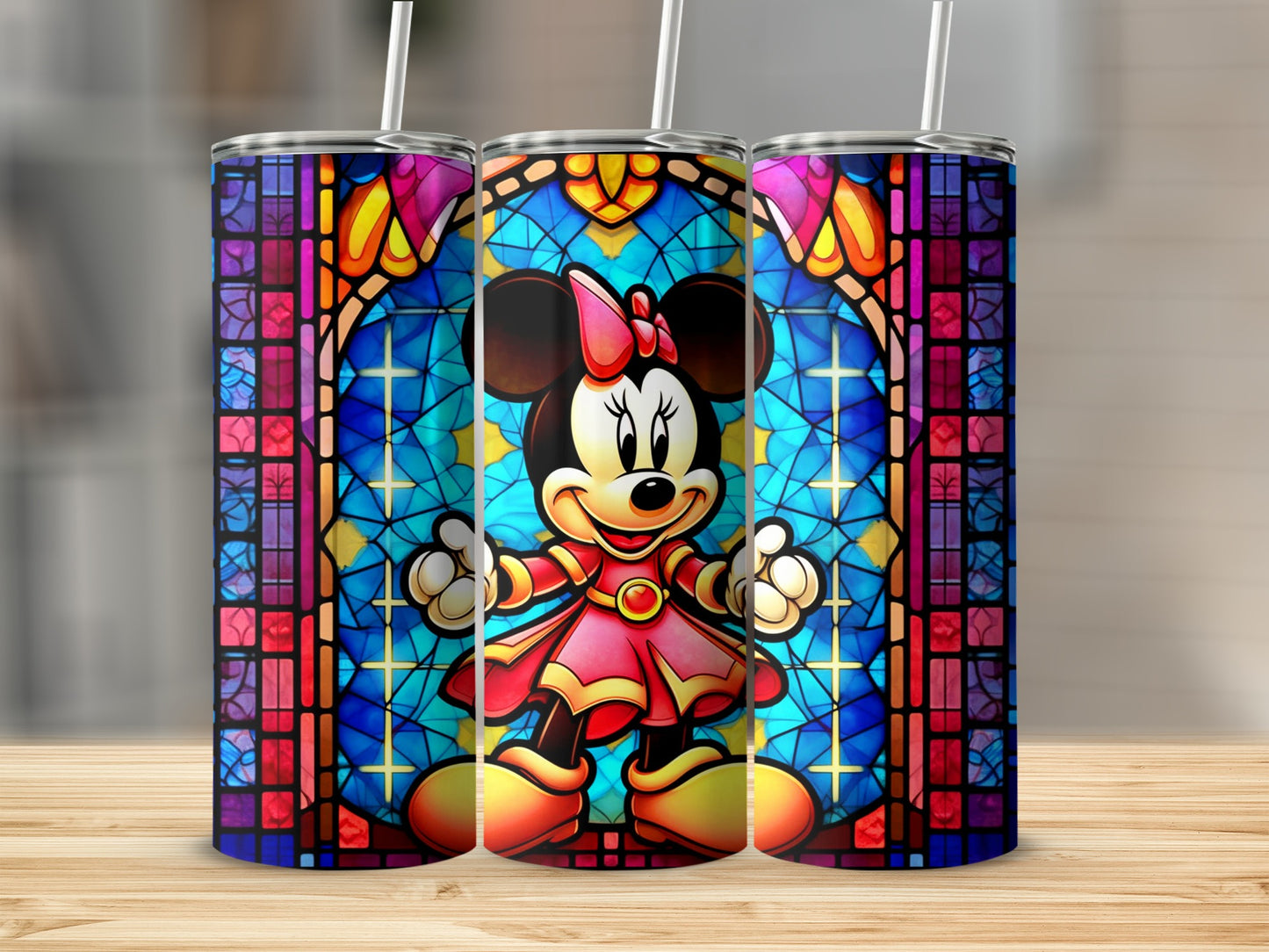 Colorful Cartoon Character Stained Glass Art Tumbler