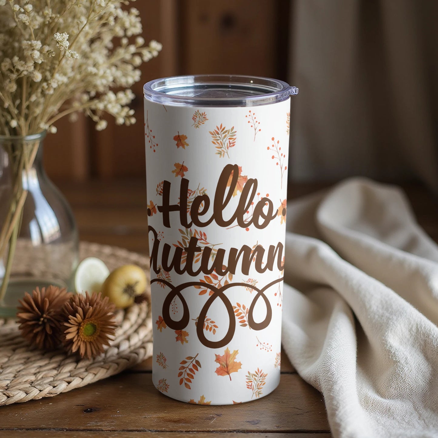 Hello Autumn Floral Design Tumbler for Fall
