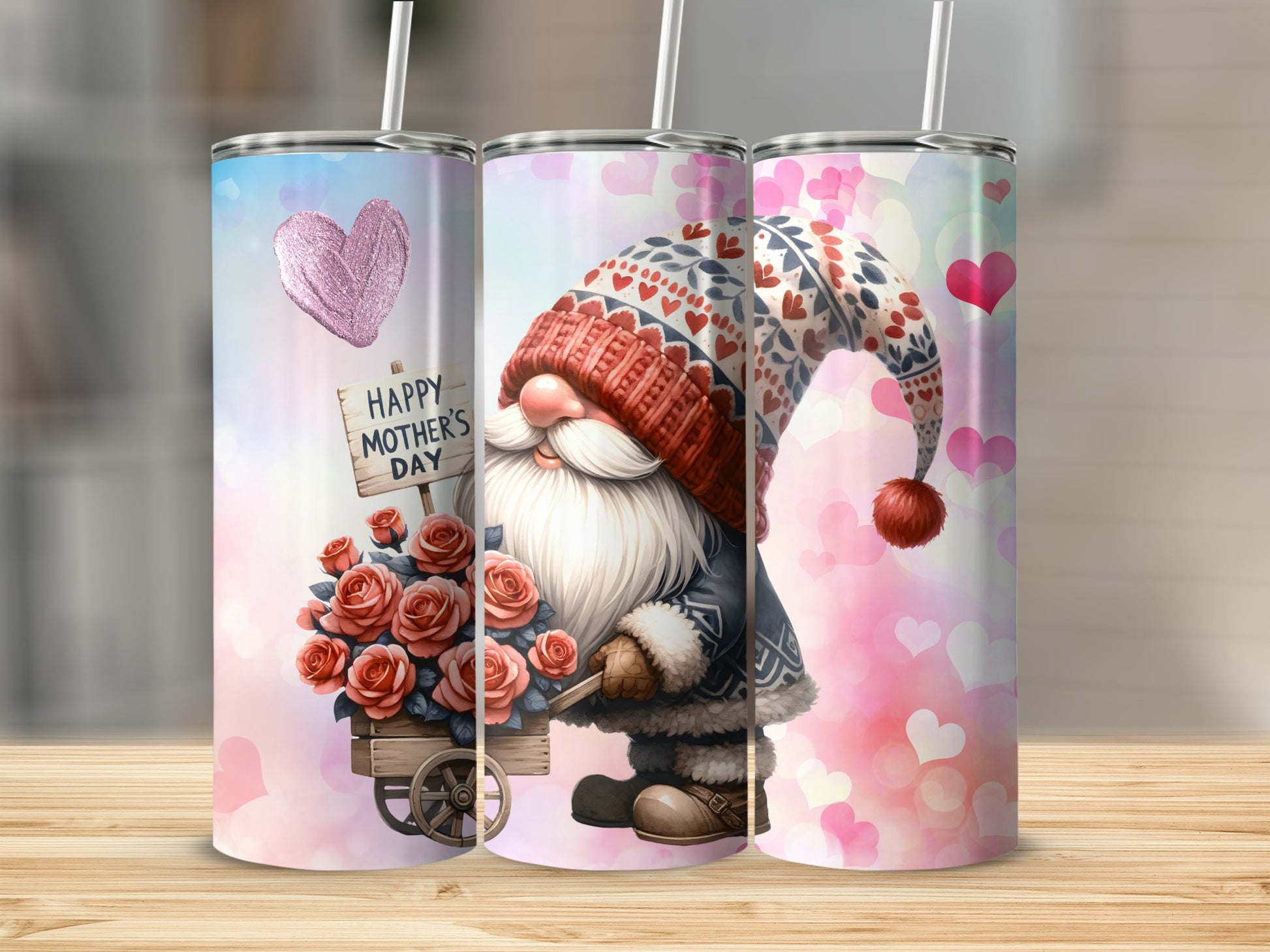 Happy Mother's Day Gnome with Roses Tumbler Gift