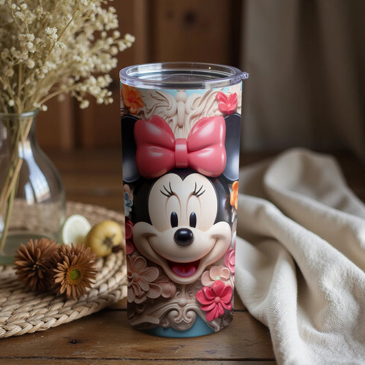 Cute Minnie Mouse Tumbler with Floral Accents product