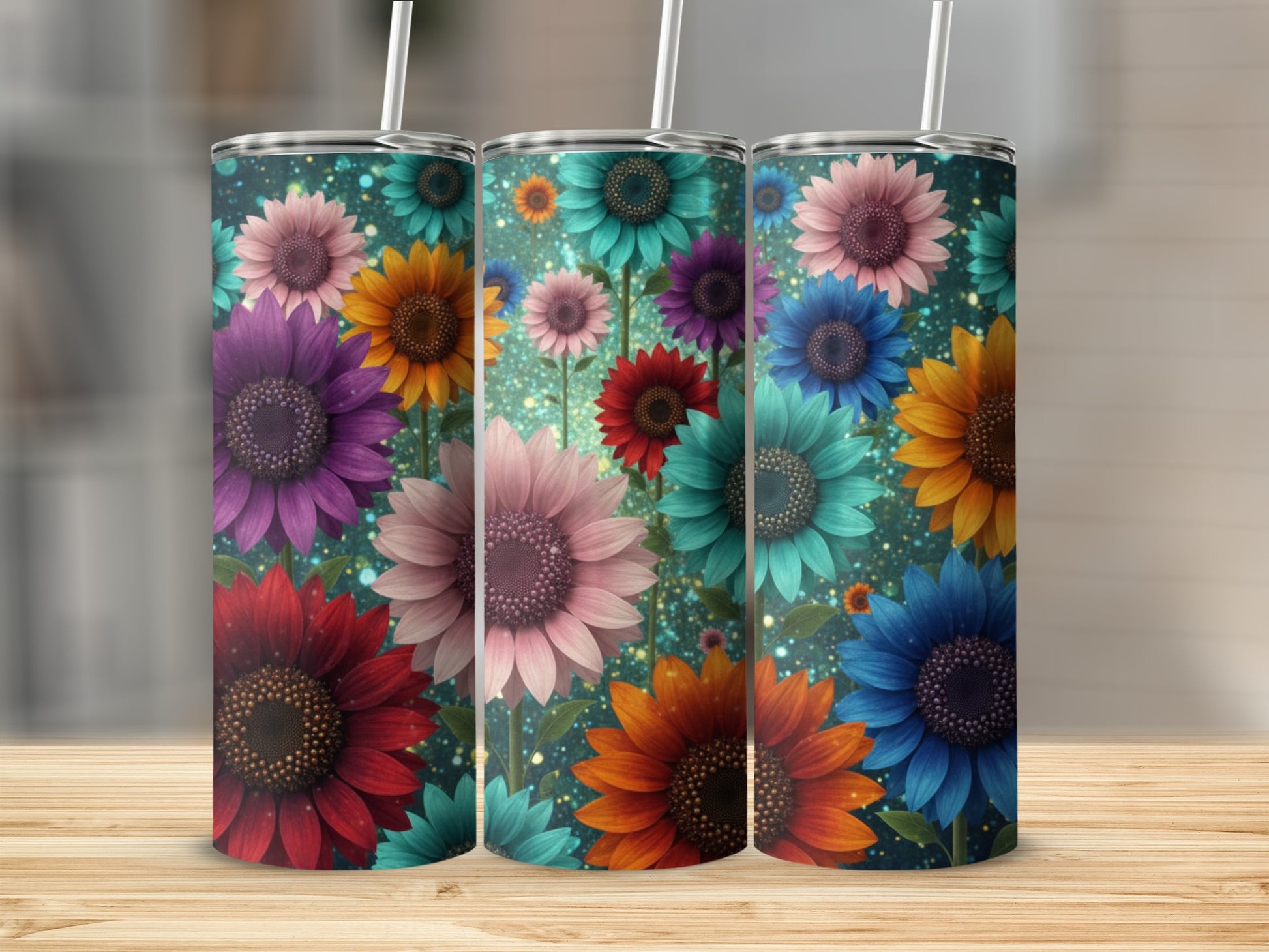 Colorful Floral Sunflower Design Tumbler product