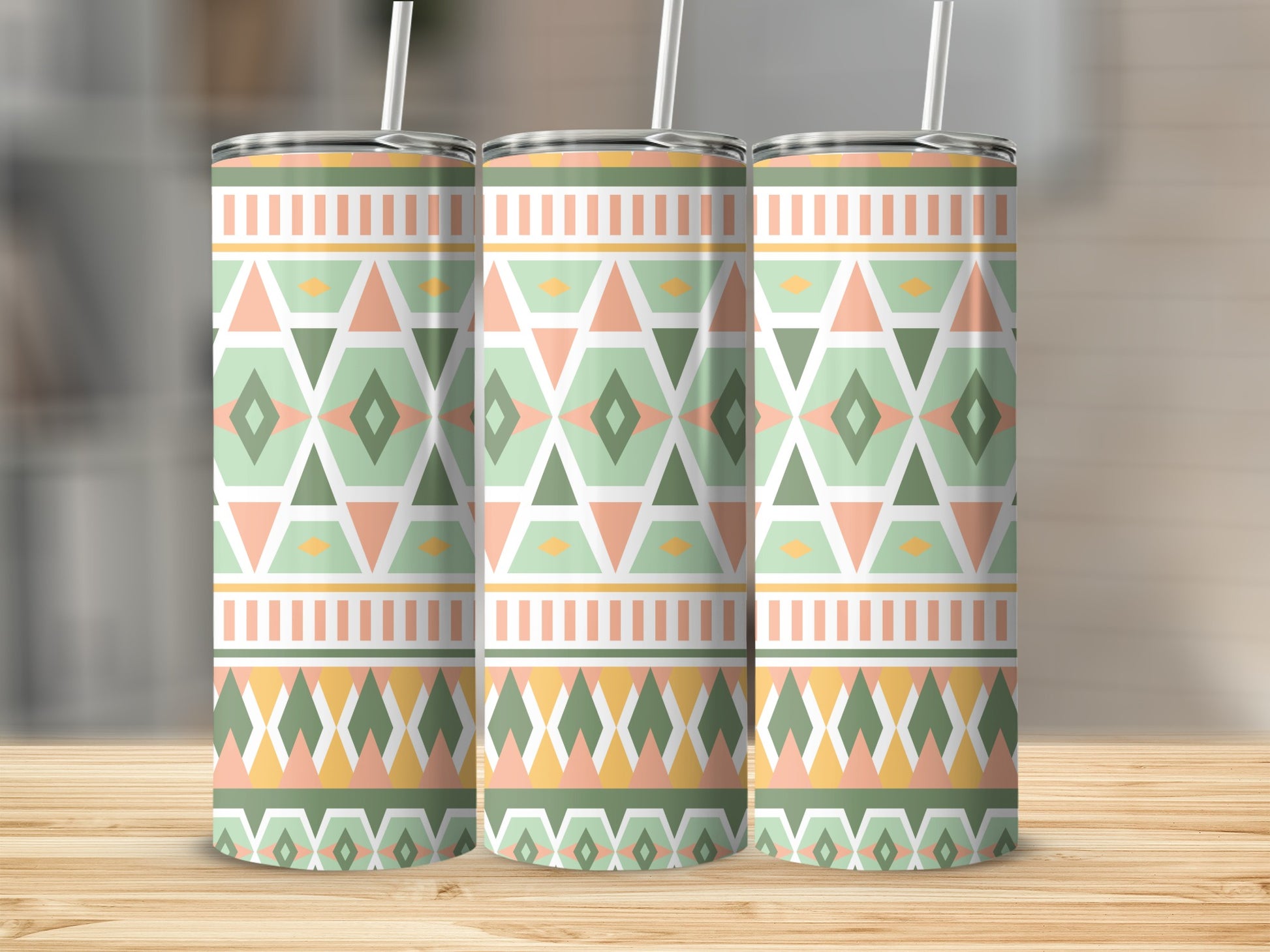Geometric Tribal Pattern Design Insulated Tumbler