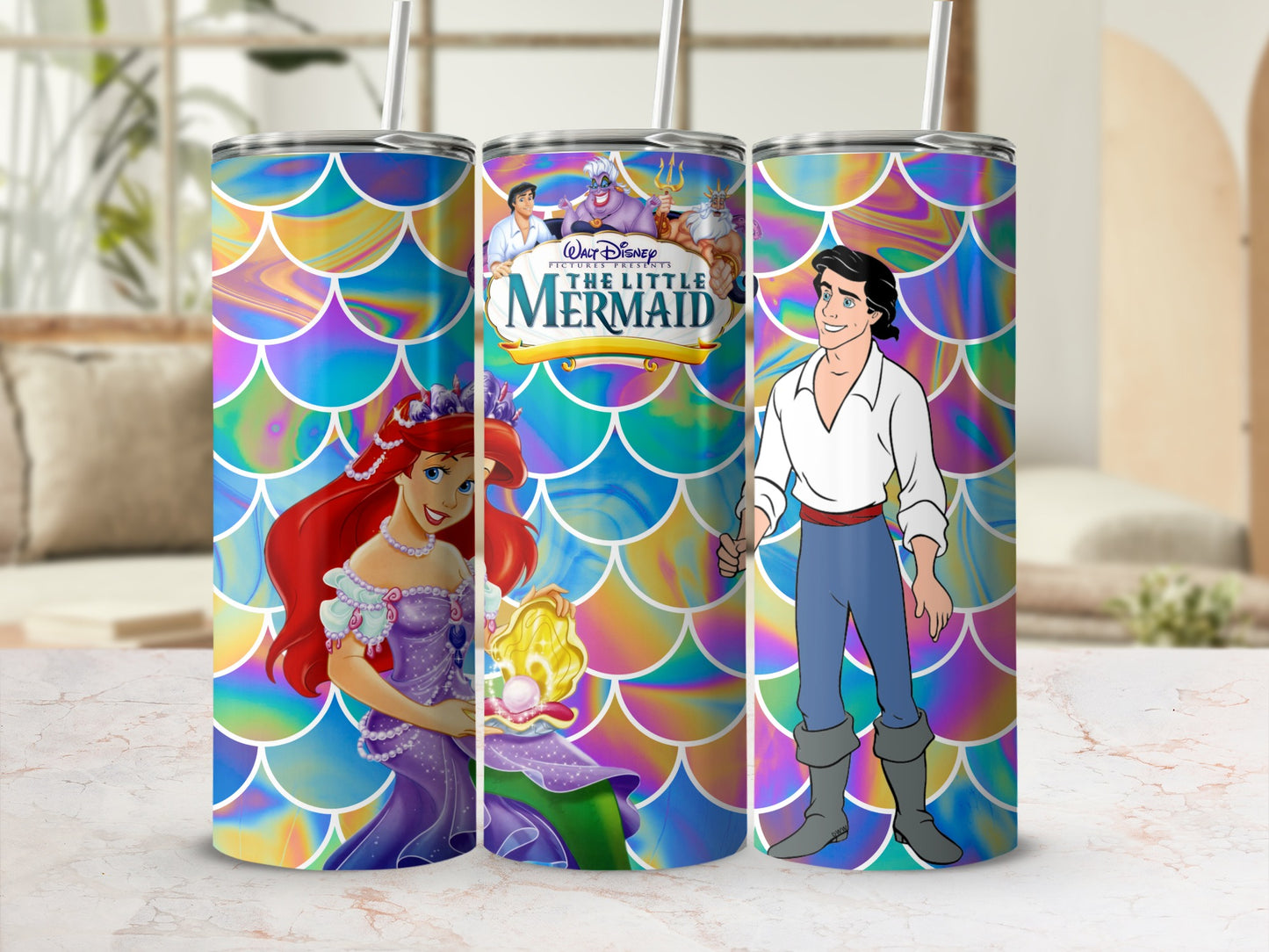 The Little Mermaid Characters Tumbler With Straw
