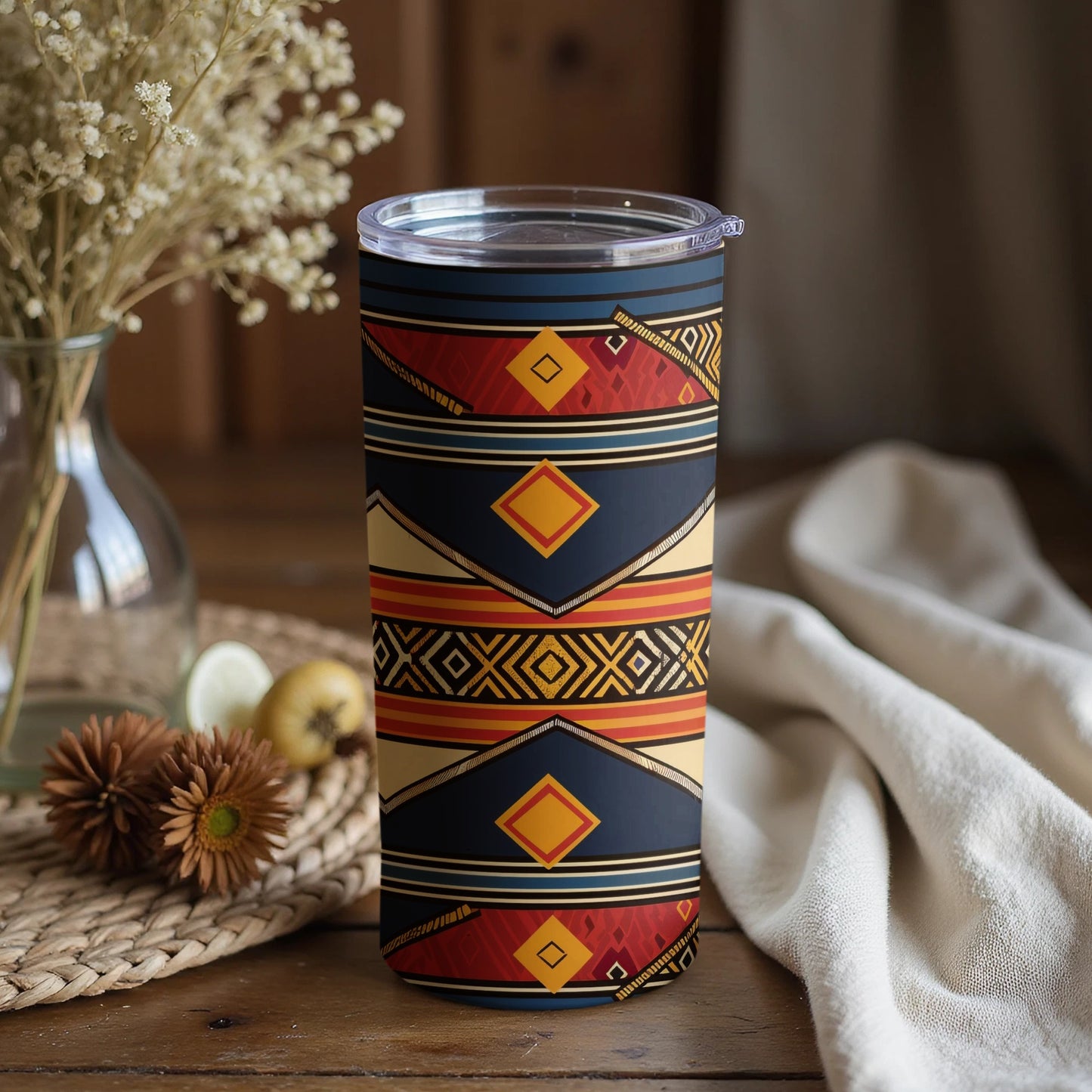 Colorful Geometric Pattern Travel Tumbler