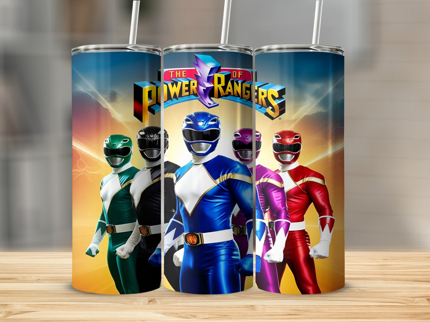 The Power Rangers logo with five rangers in colorful suits standing heroically.