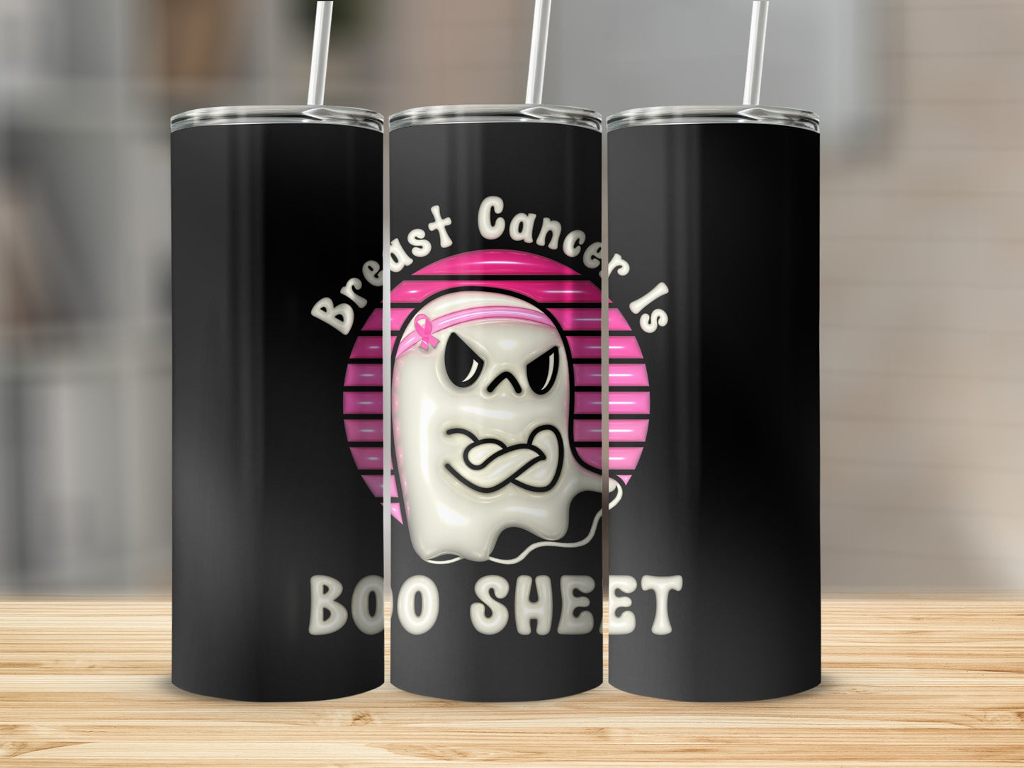 Ghost wearing a pink ribbon, "Breast Cancer Is Boo Sheet" text.