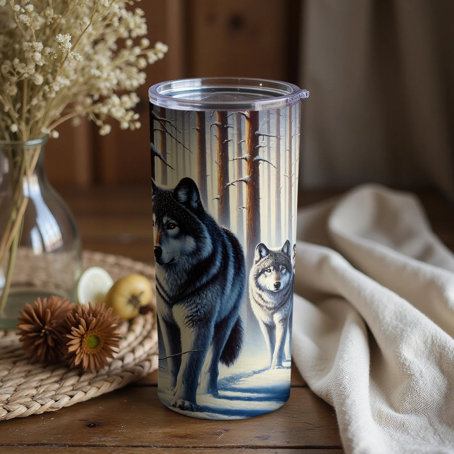 Majestic Wolves in Forest Design Insulated Tumbler