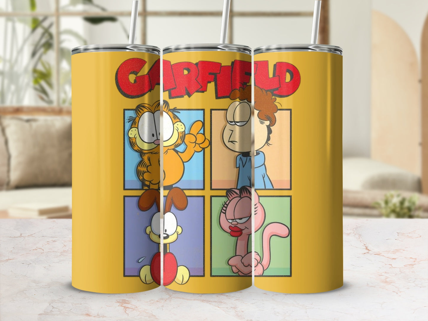 Garfield Cartoon Characters Tumbler with Straw Product