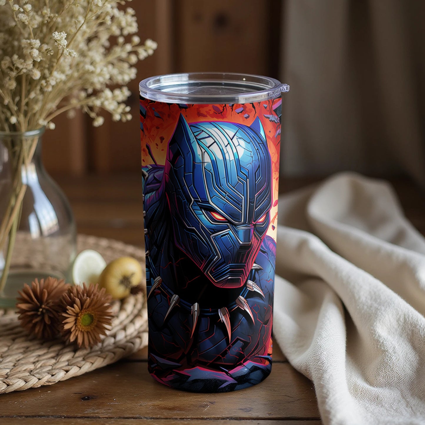 Black Panther Colorful Design Travel Tumbler
