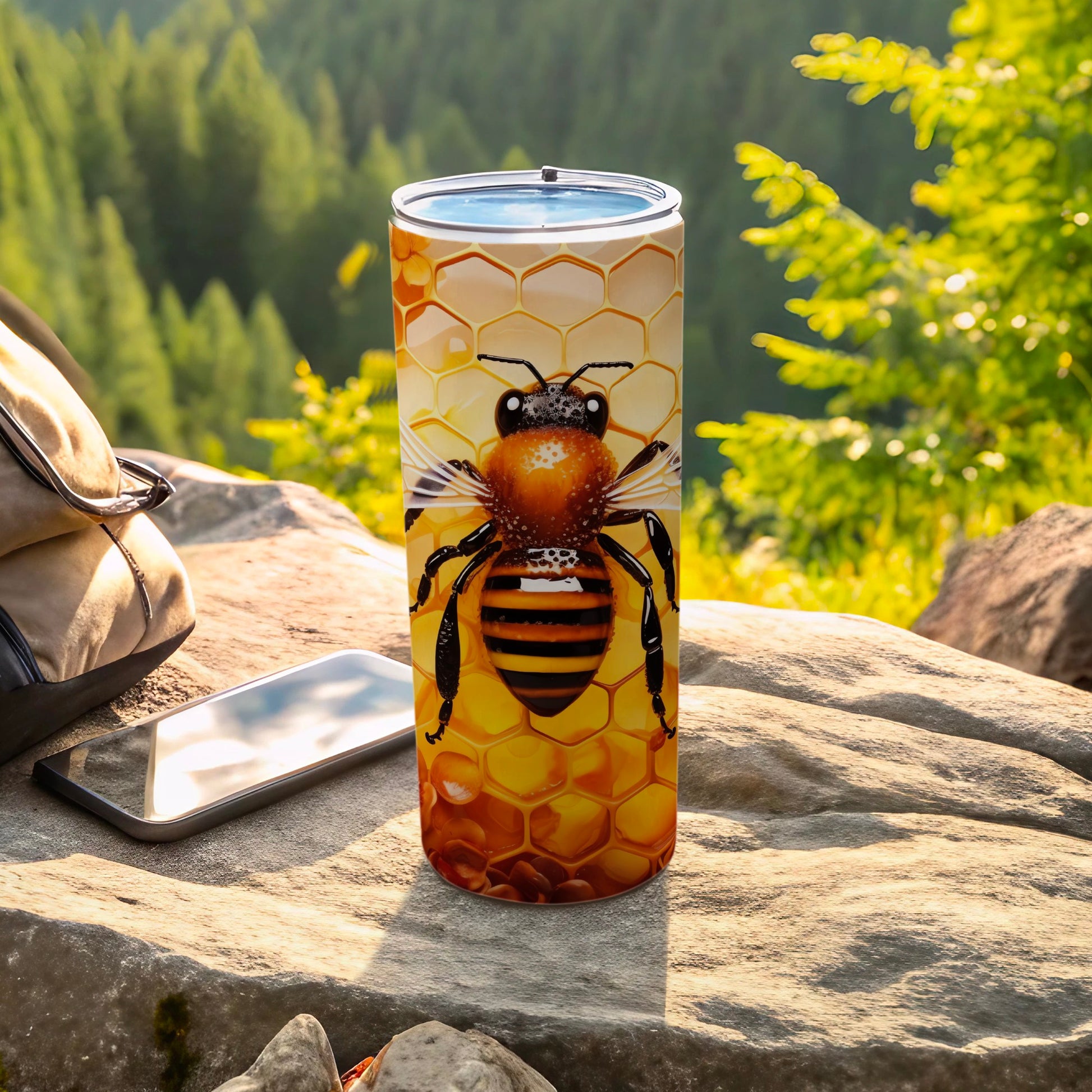 Vibrant Honeybee Hexagon Pattern Insulated Tumbler product type
