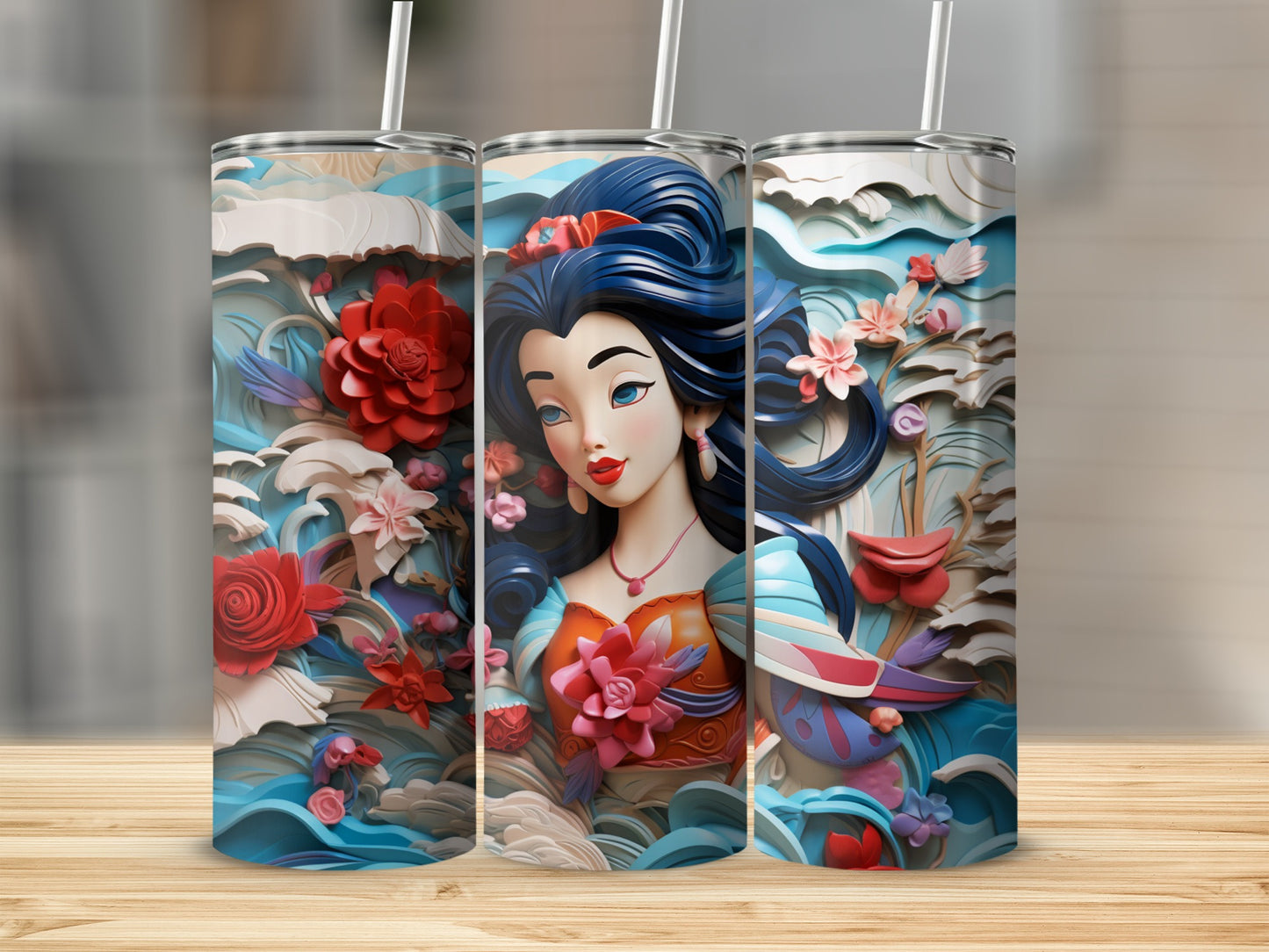 Elegant Tumbler with Exotic Floral Art Design