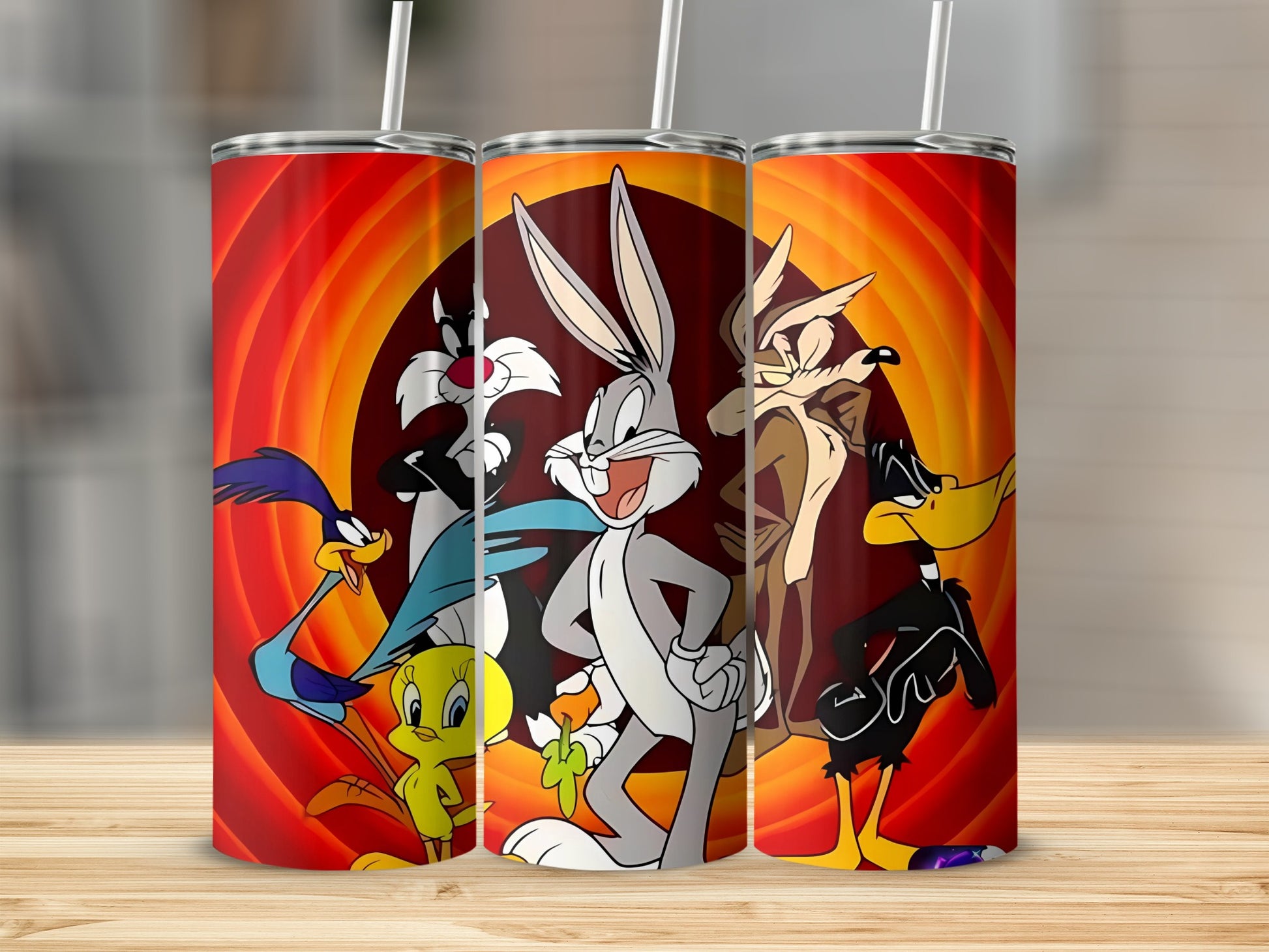 Colorful Cartoon Character Tumbler with Straw Design