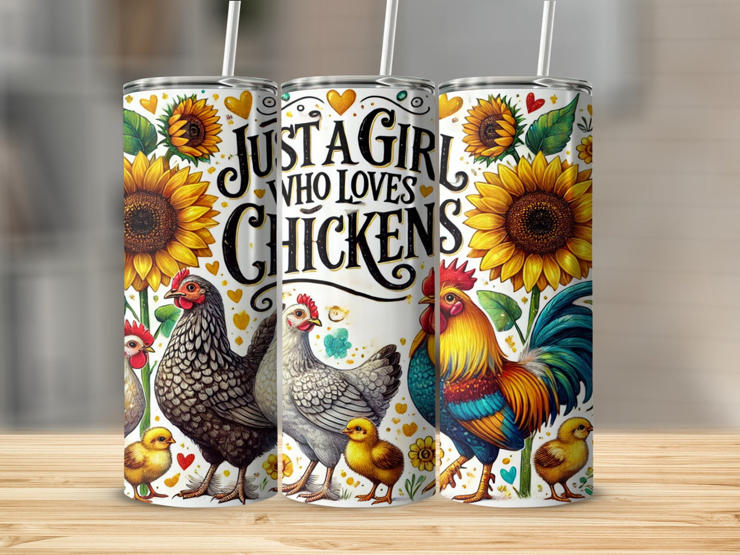 Just a Girl Who Loves Chickens Sunflower Tumbler