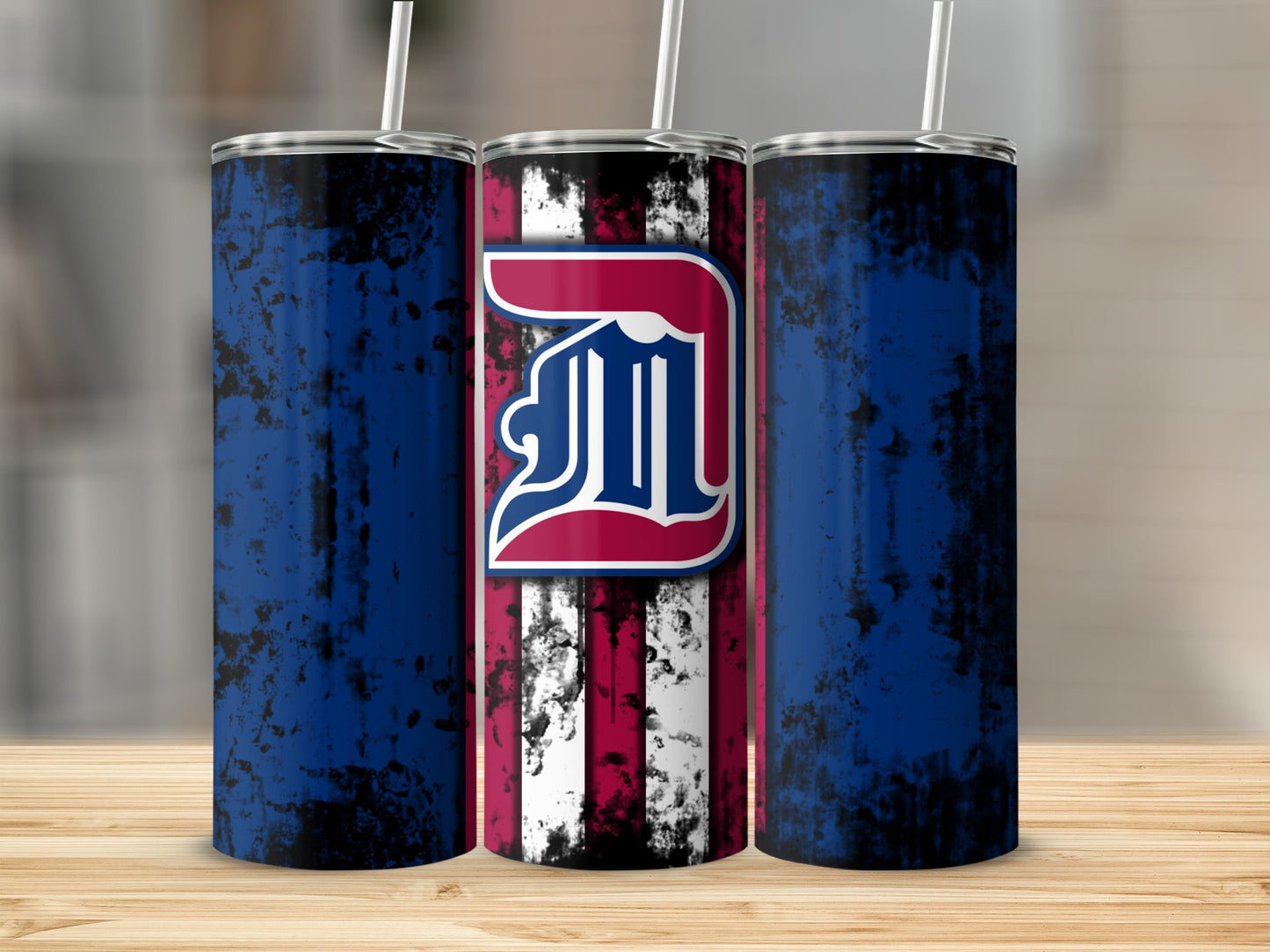 Vintage Style Striped Letters Blue Red Tumblers
