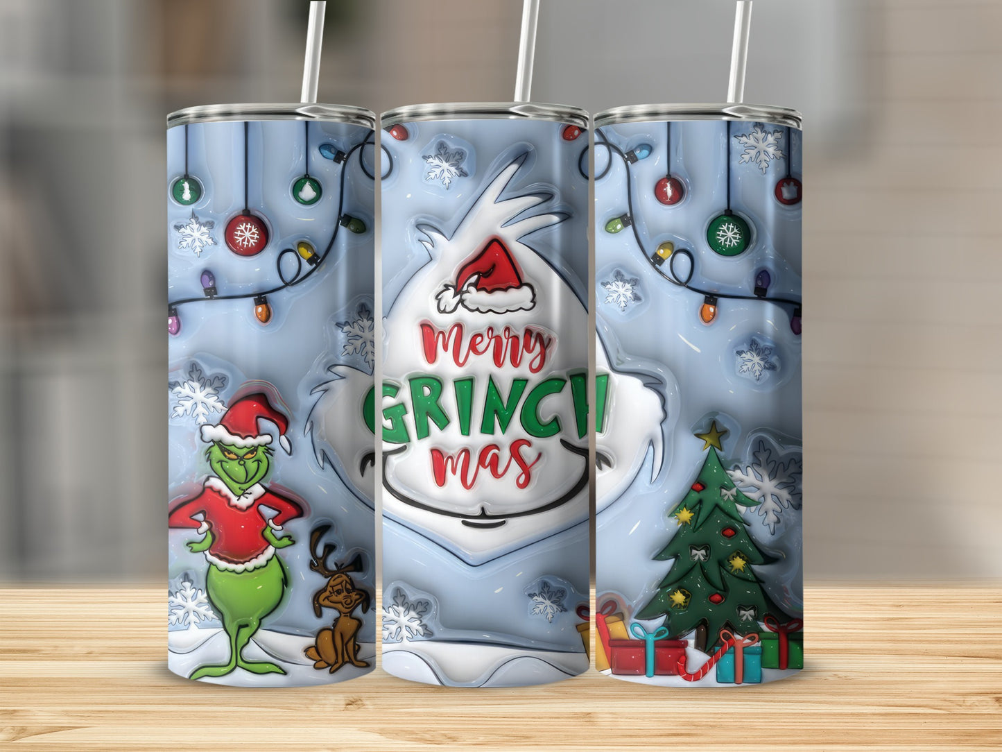 Merry Grinchmas Tumblers with Festive Design