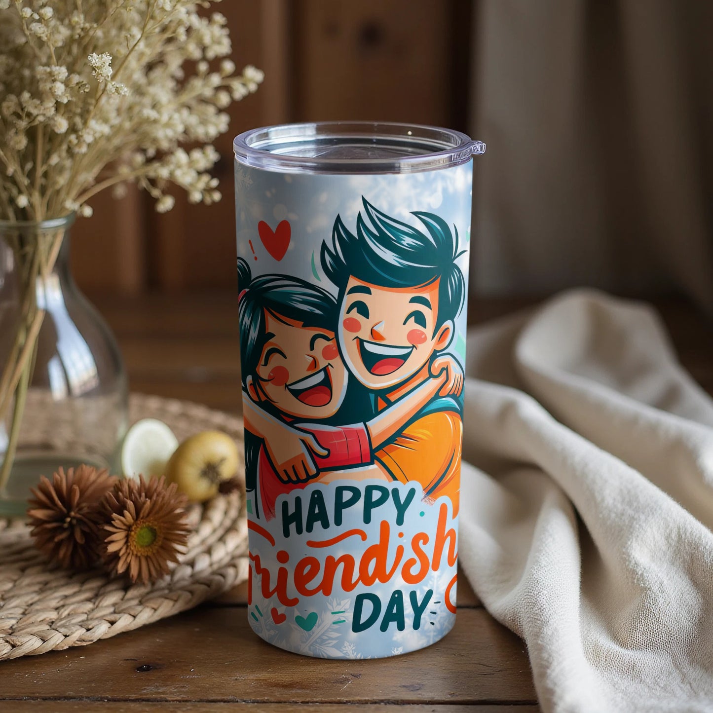 Happy Friendship Day Colorful Cartoon Design Tumbler