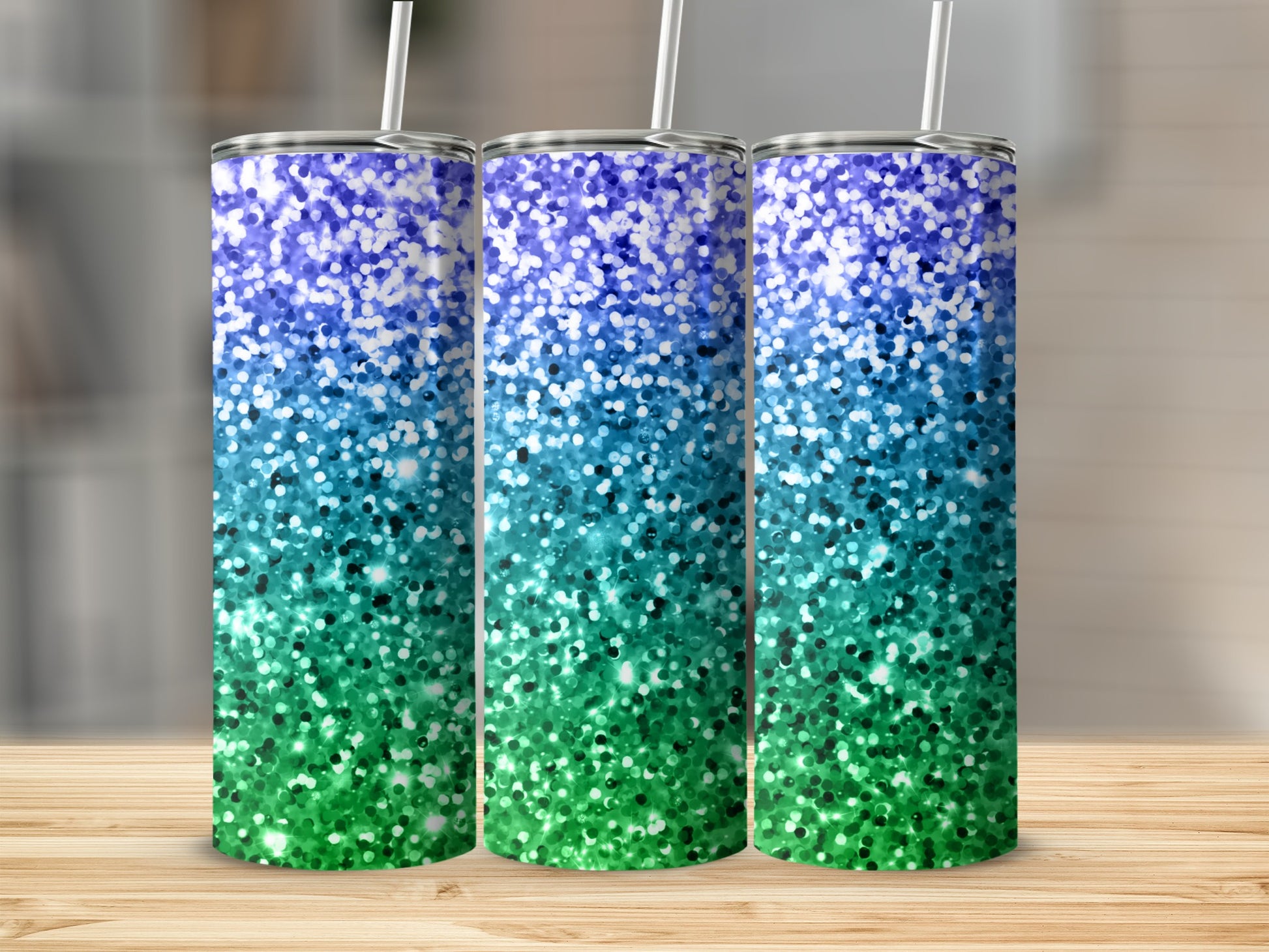 Sparkling Blue Green Gradient Tumbler for Stylish Hydration