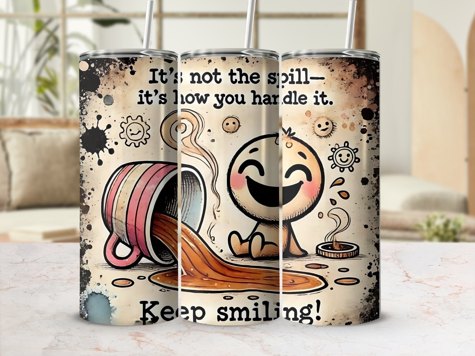 Keep Smiling Motivational Quote Beverage Tumbler