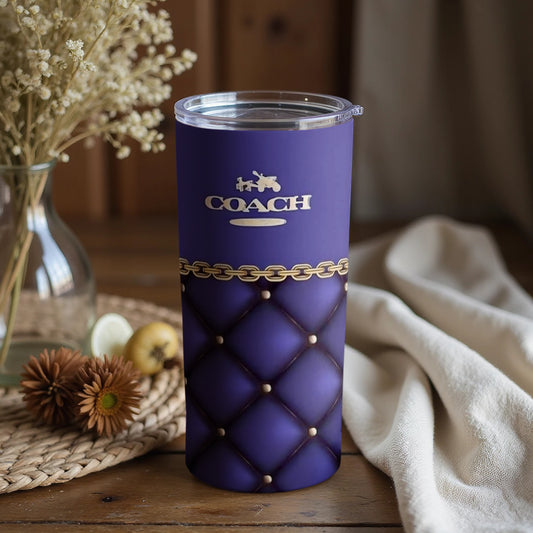 Elegant Purple Quilted Insulated Coach Tumbler
